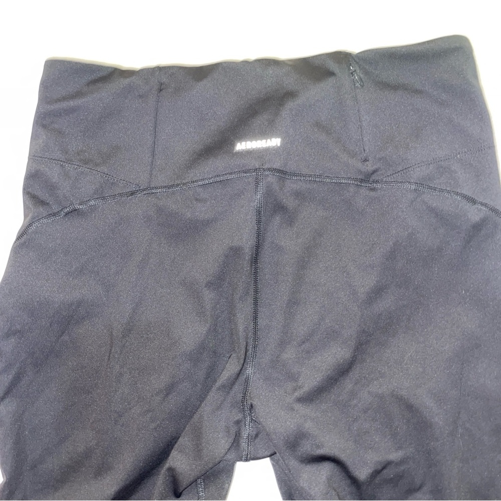 Adidas Black Running Cropped Leggings L Climalite Reflective - Picture 6 of 6